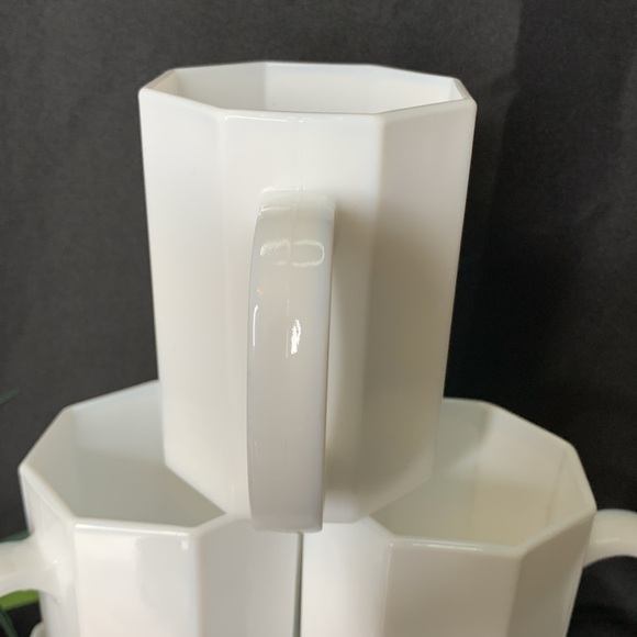 Set of 6 Vintage Arcoroc Octime white Octagon milk glass Coffee mugs / Tea Cups - Picture 7 of 11